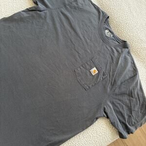 Carhartt Mens T Shirt 2XL Navy Blue Original Fit Pocket Workwear K87